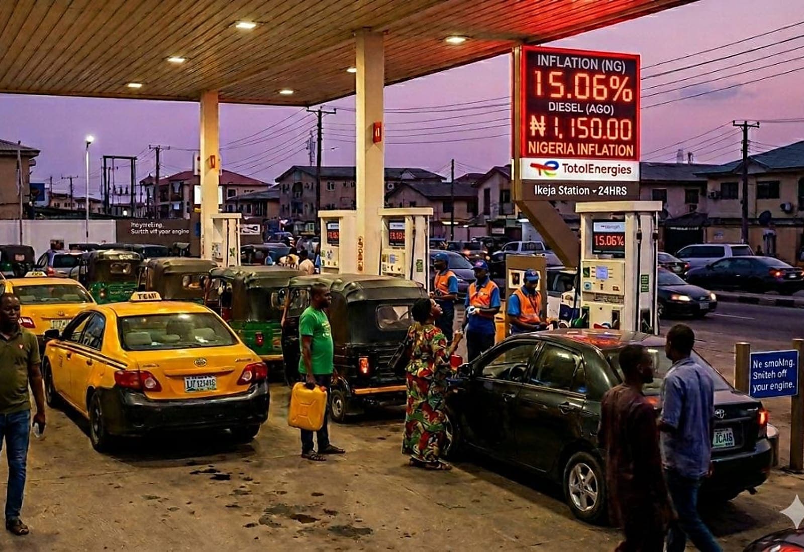 Line chart showing Nigeria's monthly inflation rate falling to 15.06% in February 2026